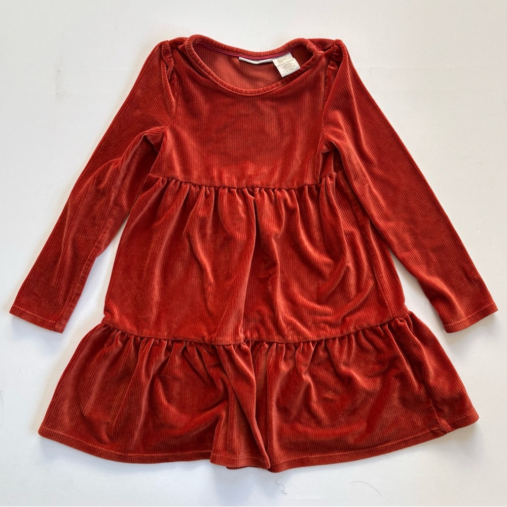 Girl's Cynthia Rowley Corduroy Tiered Rusted Orange Dress Size Small (5/6)